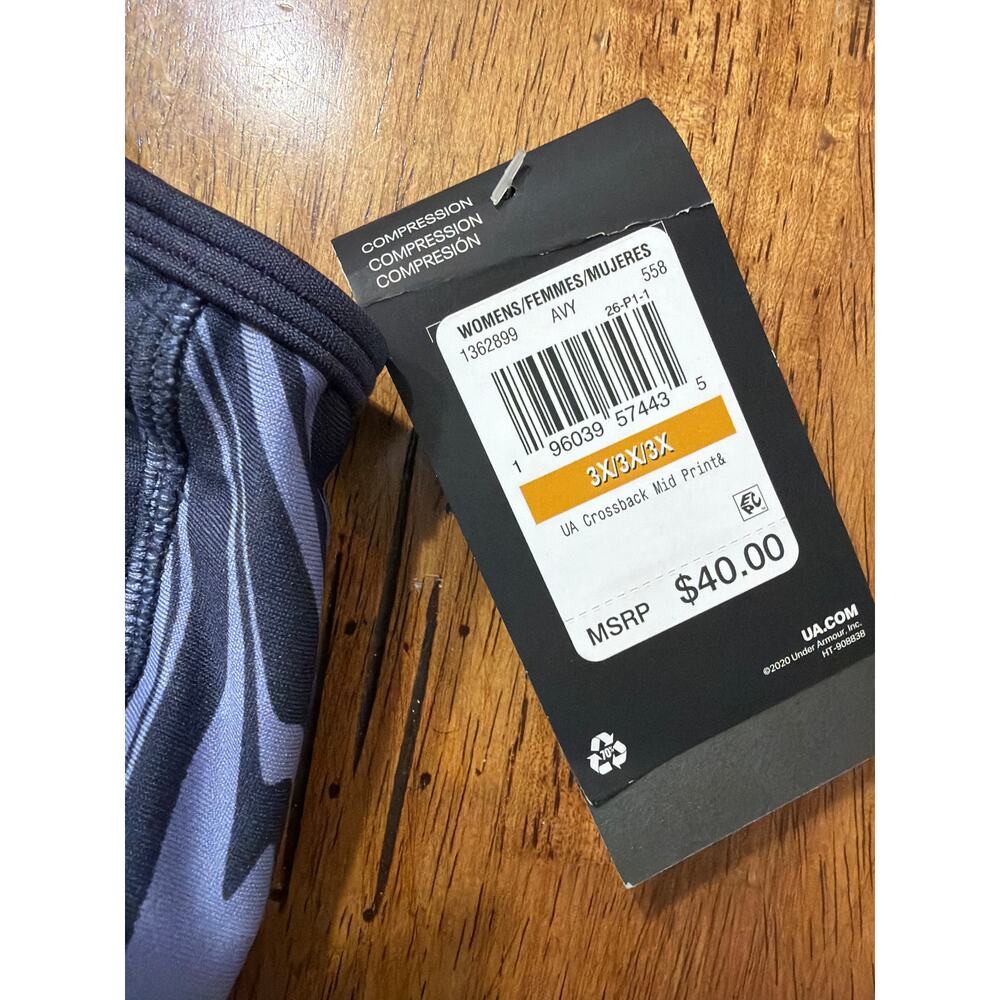 Under Armour Women's Plus Size Mid Crossback Print Sports Bra Purple Size 3X New - Picture 3 of 5